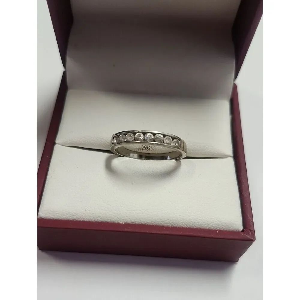Sterling Silver Cubic Zirconia Channel-Set Band Size 8